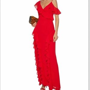 Mikael Aghal red ruffle dress